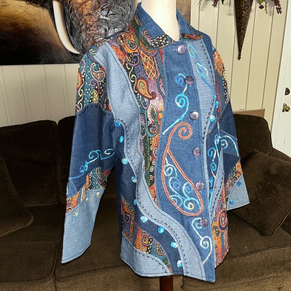 Silverstream Jackets & Blazers - Silverstream • Vtg • Denim • Jacket • Embroidery • Paisley • One Size